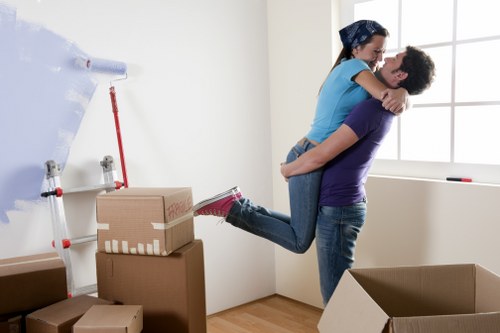 Office furniture and equipment prepared for a Roehampton business move