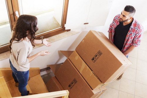 Professional Roehampton movers handling boxes carefully