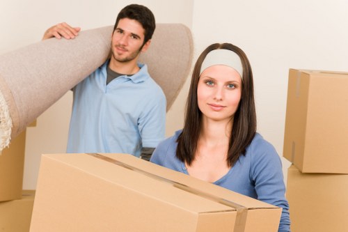 Student removal van and packed boxes ready for a move in Roehampton