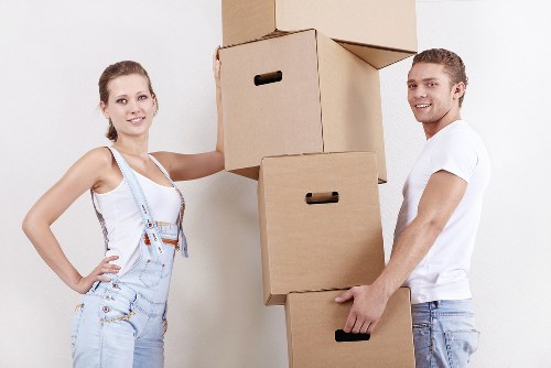 Furniture and boxes prepared for storage in Roehampton