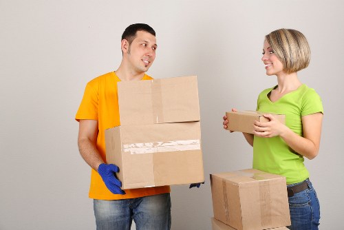 Boxes and protective wrap prepared for a move in Roehampton